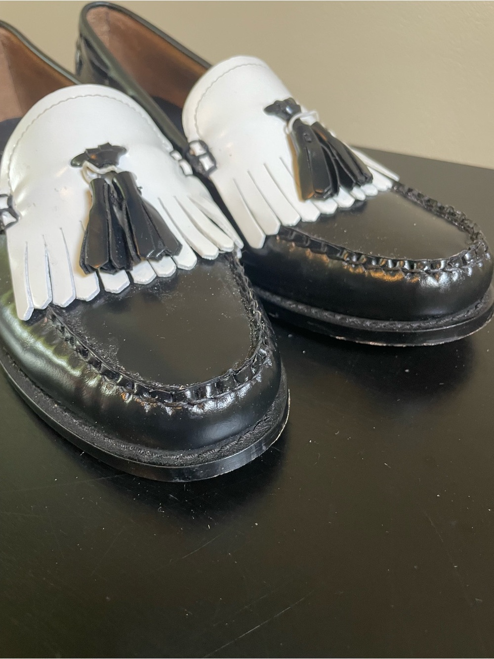 G.H. Bass Weejuns Women's Leather Black/White Esther Kiltie Loafers Size 9.5 - Picture 9 of 9